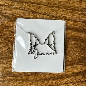 Dog ear silhouette and name necklace